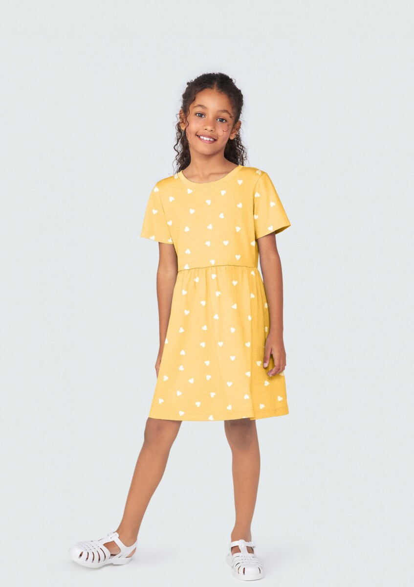 VESTIDO INFANTIL ESTAMPADO - AMARILLO 