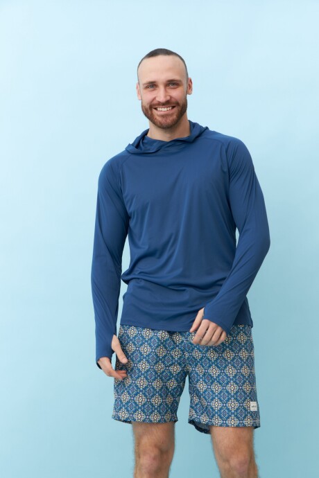 Remera UV con capucha Azul