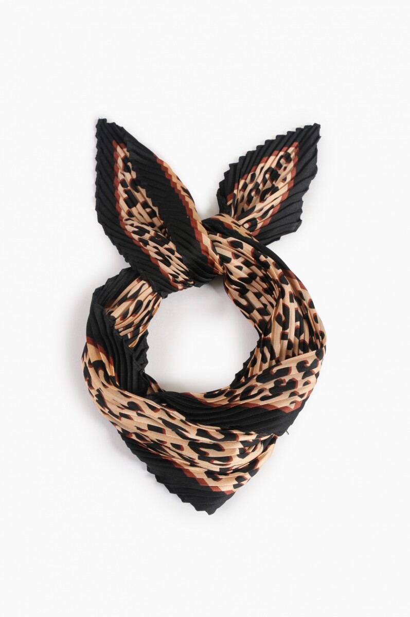 Pañuelo plisado animal print - beige 