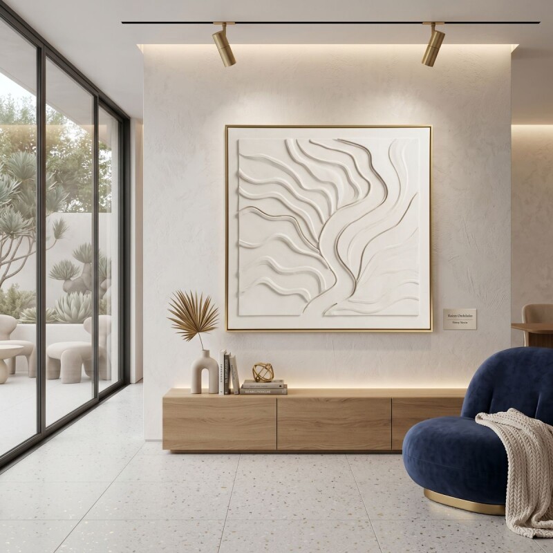 CUADRO C/DET DORADO Y RELIEVE 90X90CM Unica