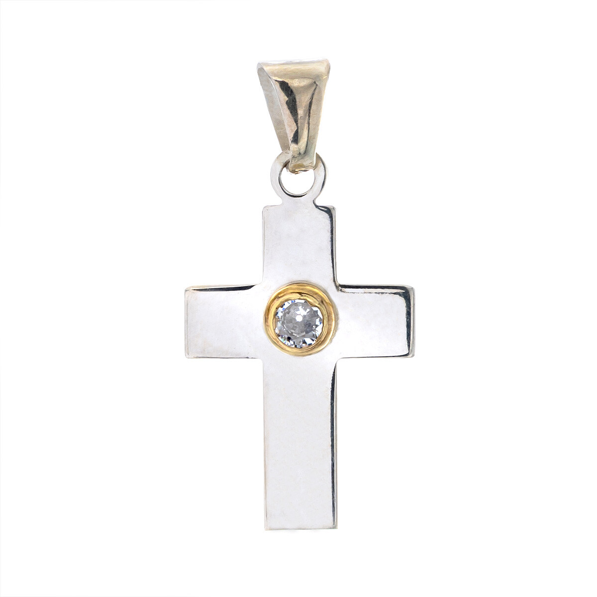 Cruz de plata 925 y double con circonia 