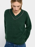 Jersey De Punto Con Detalle De Cristales verde