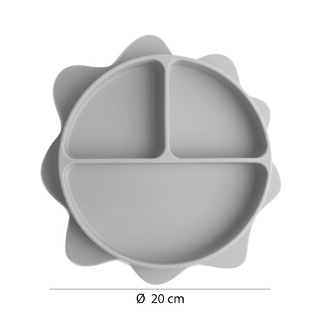 Plato con Separaciones p/ Comida Bebé en Silicona Diseño Sol Gris