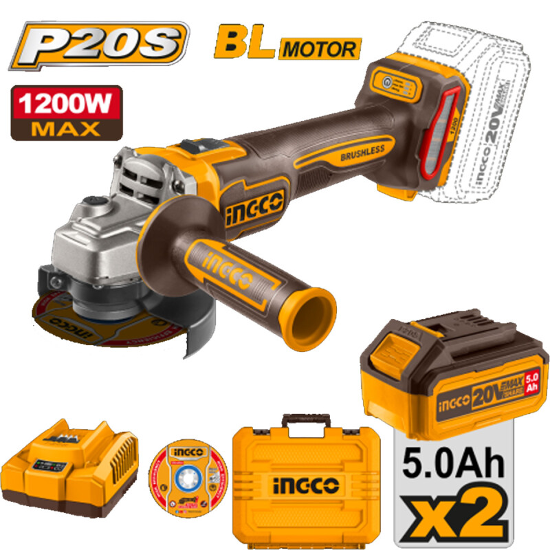 AMOLADORA A BATERIA 4 1/2´´ 20V P20S C 2 X 5AH BAT CARG Y VALIJA INGCO CAGLI2211 AMOLADORA A BATERIA 4 1/2´´ 20V P20S C 2 X 5AH BAT CARG Y VALIJA INGCO CAGLI2211