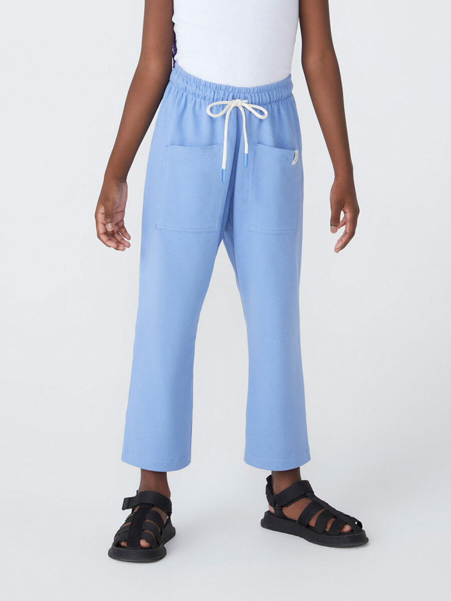 PANTALÓN AMPLIO CON BOLSILLOS - CELESTE 