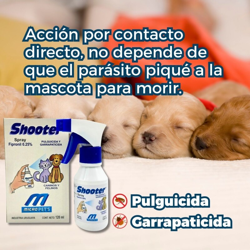 SHOOTER SPRAY 120 ML ANTIPULGAS Y GARRAPATAS PARA PERROS Y GATOS SHOOTER SPRAY 120 ML ANTIPULGAS Y GARRAPATAS PARA PERROS Y GATOS