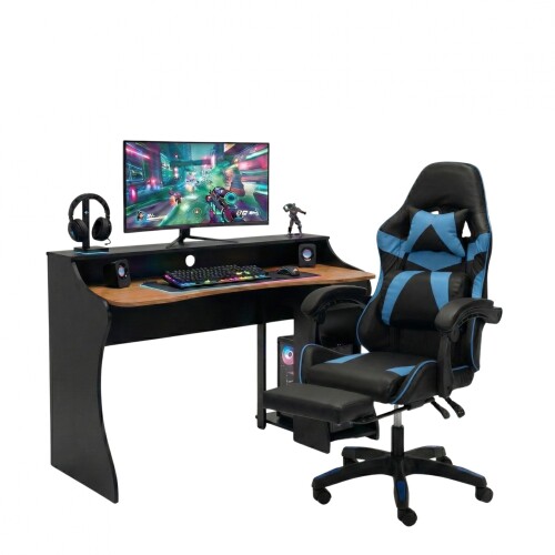 Combo Escritorio Gamer + Silla Gamer Azul