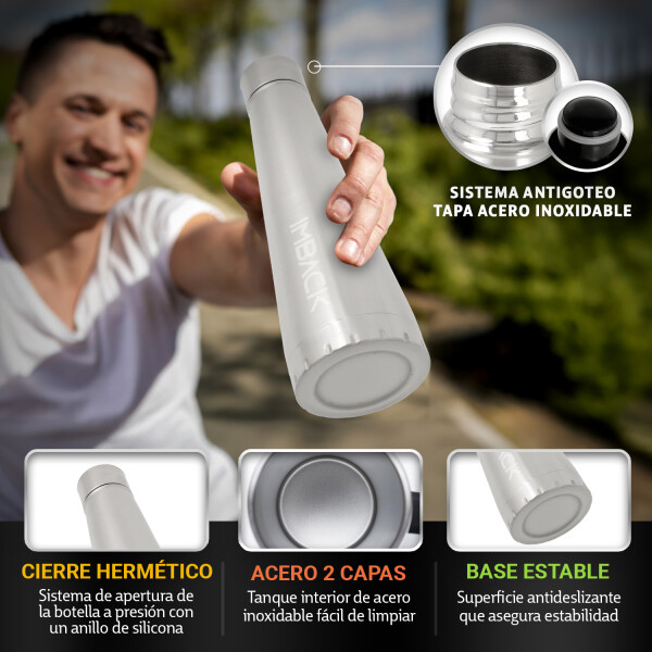 Botella Termica Termo 450 Ml Vaso Agua 12 Hs Frio Y 6hs Calor Acero Inoxidable Doble Capa Imback Plateado Botella Termica Termo 450 Ml Vaso Agua 12 Hs Frio Y 6hs Calor Acero Inoxidable Doble Capa Imback Plateado