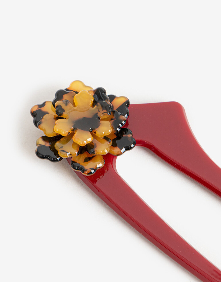 Peinetas y Palitos Flores Palito Con Aplique De Flor 3d De Acrílico. - Combinacion Bicolor