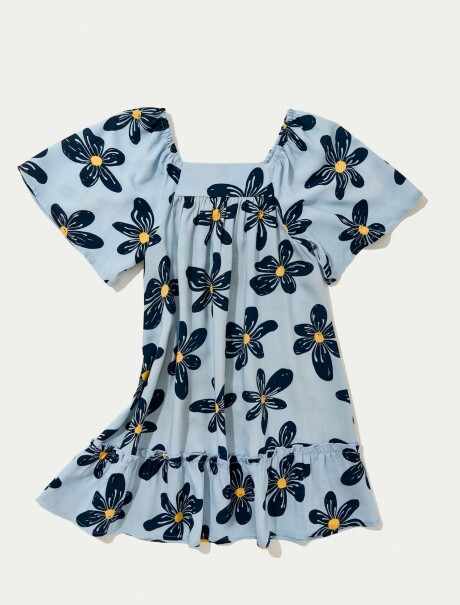 VESTIDO INFANTIL CON ESTAMPADO AZUL