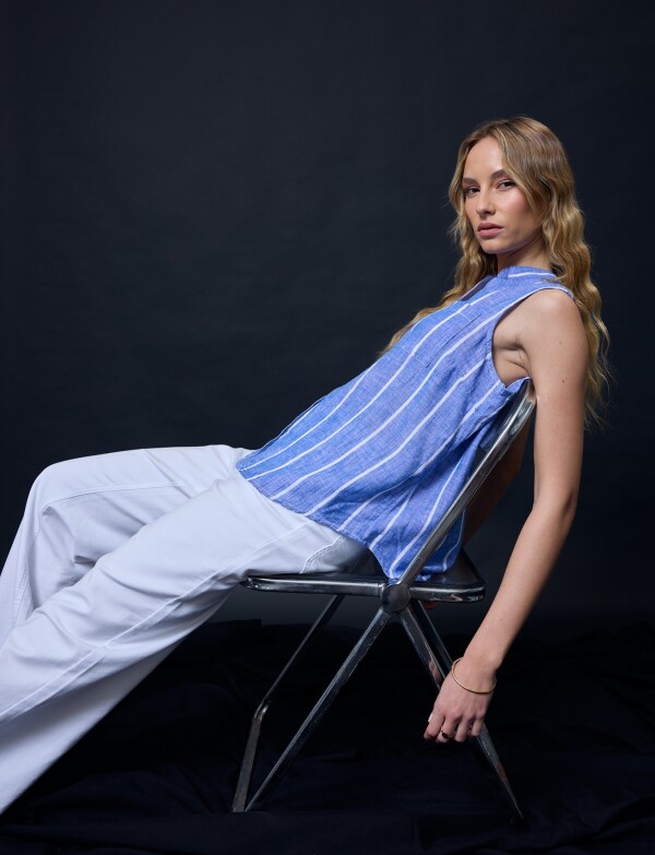 Camisa Lino AZUL/BLANCO