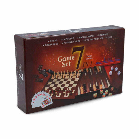 Set Juegos de Mesa 7 en 1 Ajedrez Damas Backgammon y Más 001