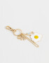 Llavero Metal Llavero Con Charm De Huevo Frito Y Utensillos De Cocina - Blanco