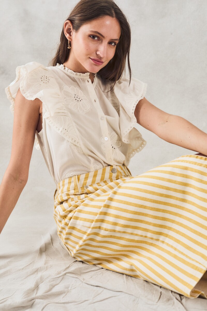 Blusa Sin Mangas Bordada Nacar