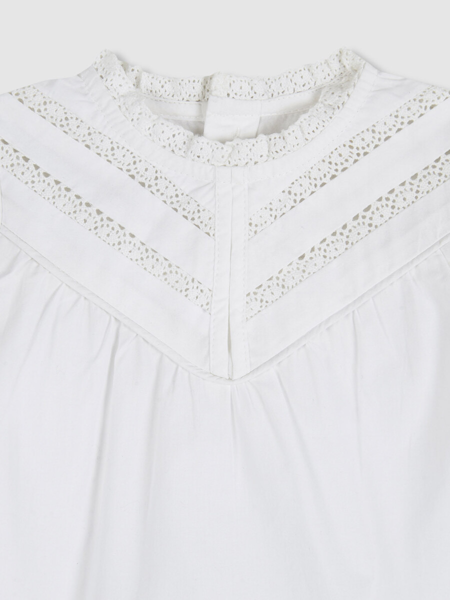 Blusa M/l Encaje Valencienne En Canesu Blanco