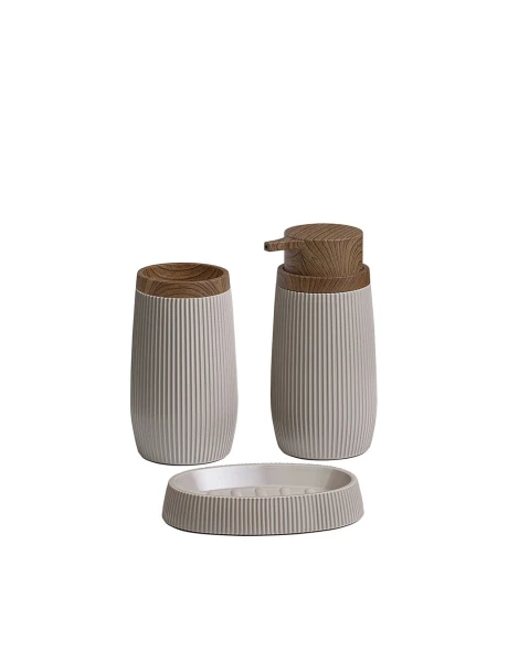 SET 3PCS BAÑO PP Y MADERA BEIGE SET 3PCS BAÑO PP Y MADERA BEIGE