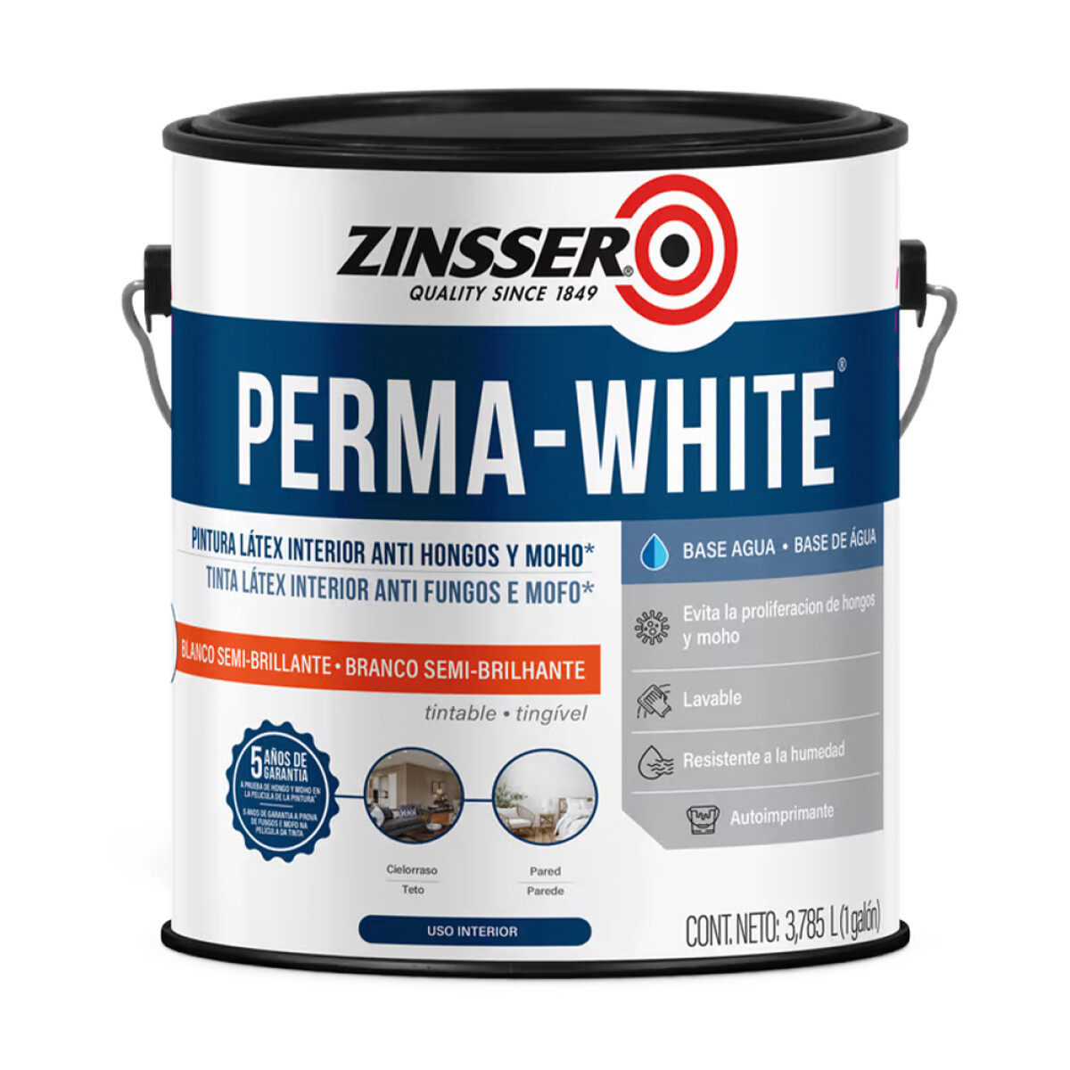ZINSSER PERMA-WHITE EXTERIOR SATINADO BCO 3,78LTS 