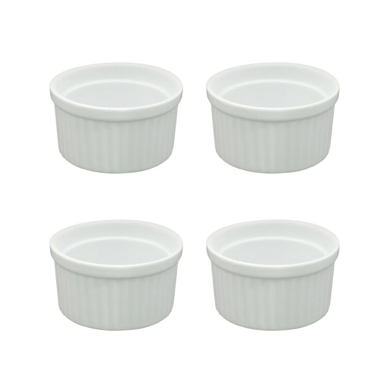 Set x4 Ramequin circular porcelana 9x4,5 cm BLANCO