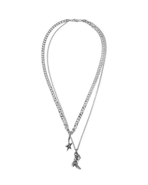 Twojeys Collar Boot Doble Cadena Plata 925 Twojeys Collar Boot Doble Cadena Plata 925