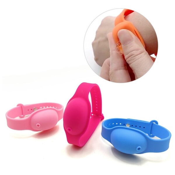 Pulsera Dispensador De Alcohol En Gel Recargable Color Variante Rosa