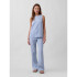 LINEN LOW RISE PANT BLUE SUEDE