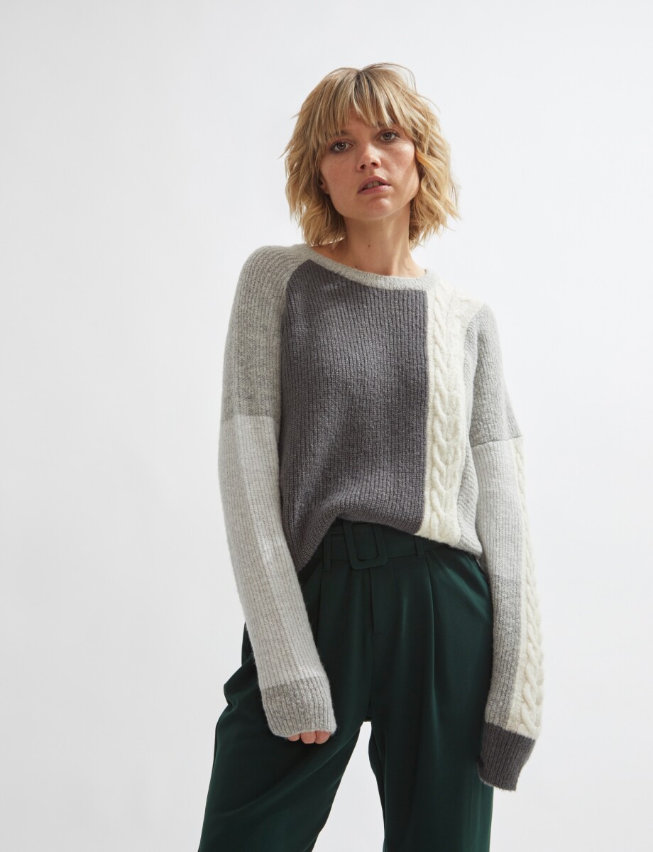 Sweater con estructuras - gris osc melange 