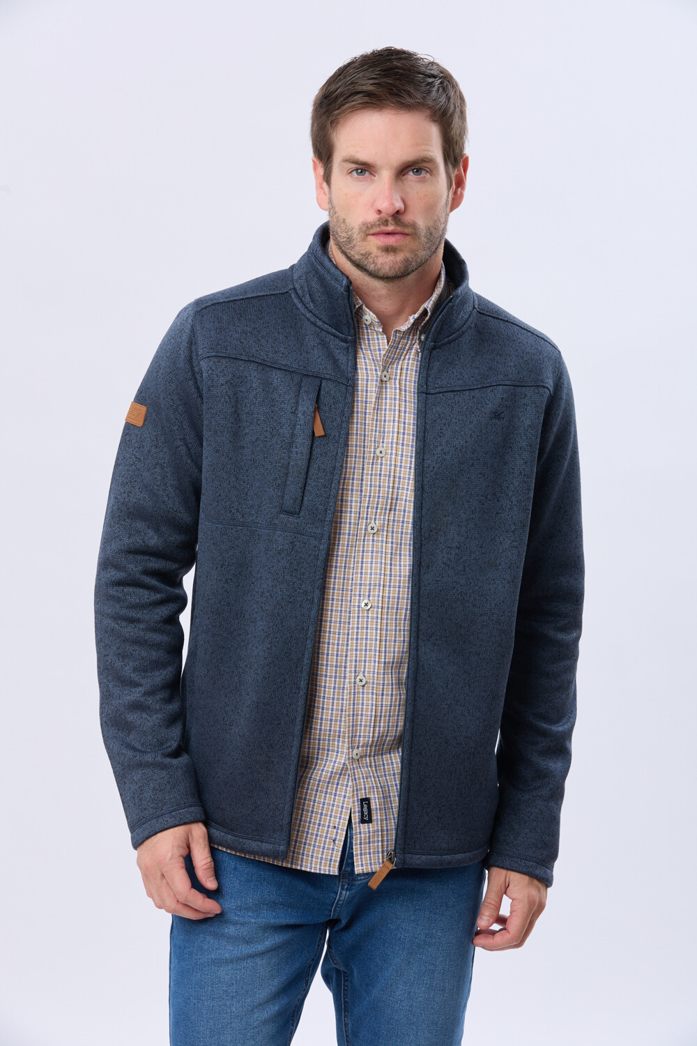 CAMPERA TEXTURADA CON INTERIOR EN POLAR Azul