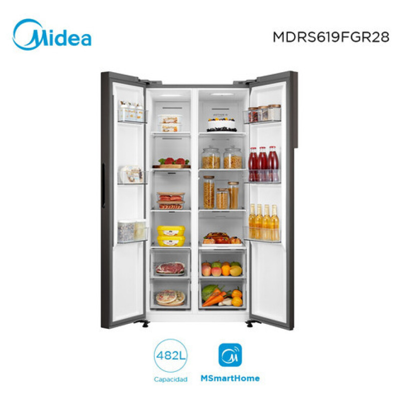 Heladera con freezer inverter Midea MDRS619GFR28 color negro con capacidad de 482L Heladera Con Freezer Inverter Midea Mdrs619gfr28 Color Negro Con Capacidad De 482l