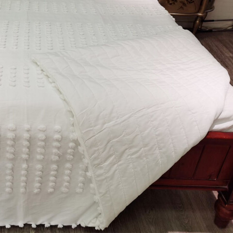 Colcha Nordico con Pompón Richmond 2 Plazas 220 x 240 cm AMY 99 BLANCO