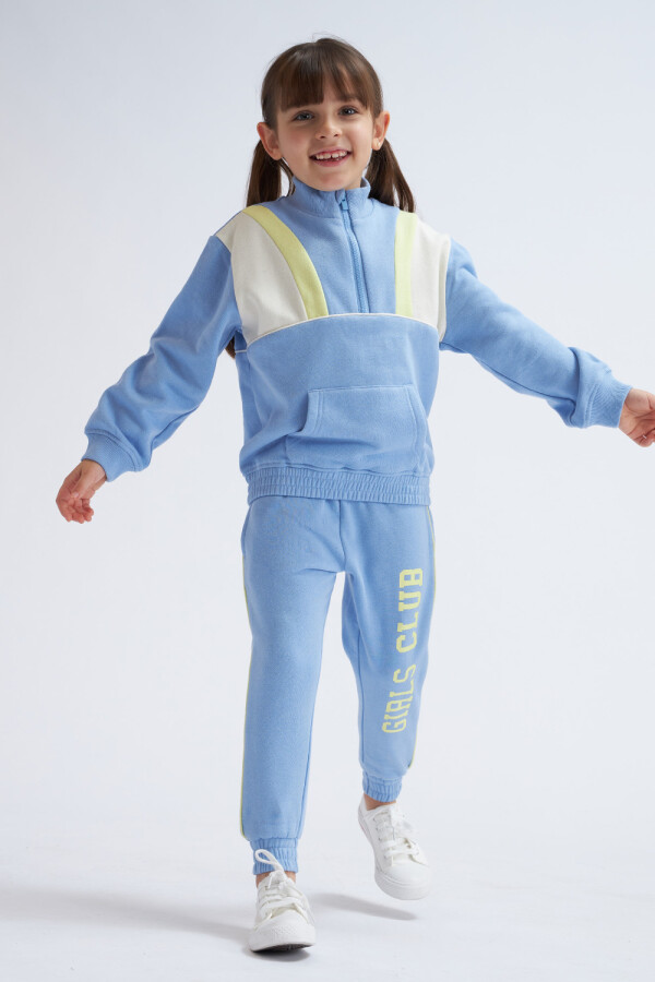 Pantalón deportivo con felpa Club- Celeste