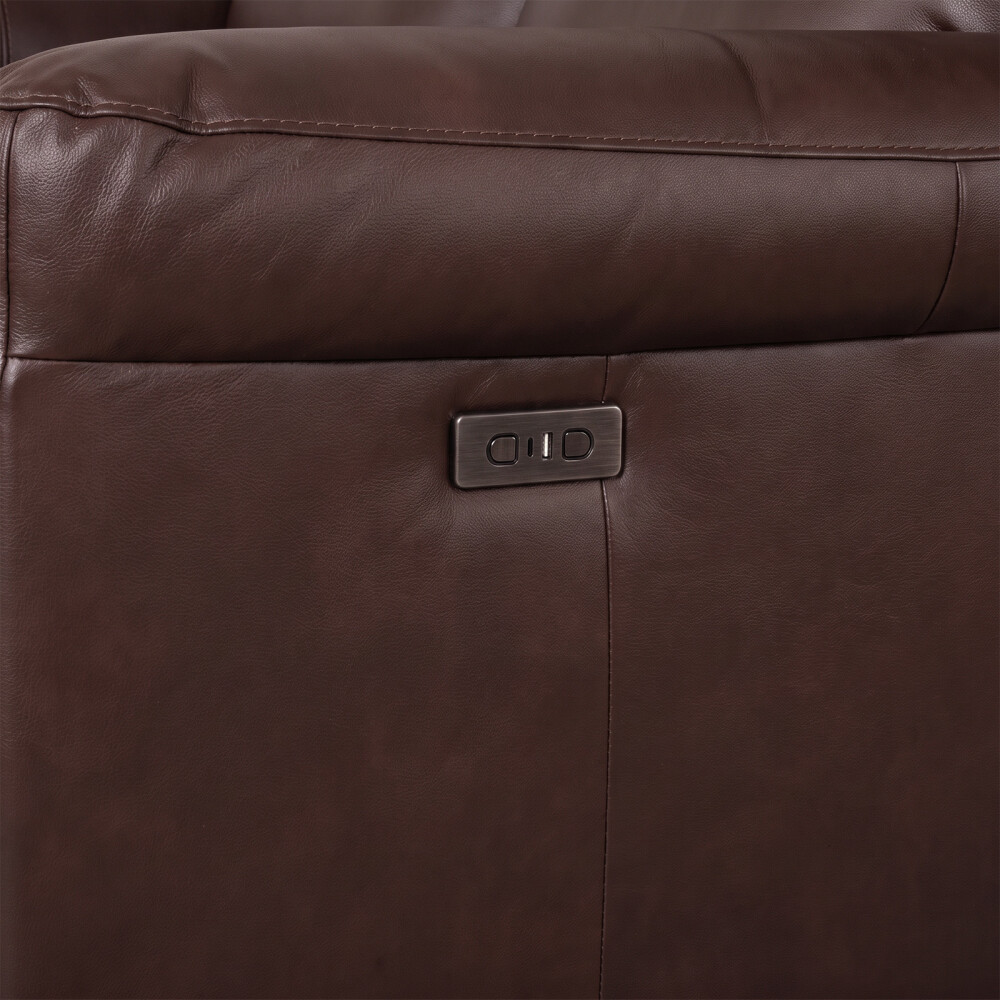 SOFÁ RECLINER 2 CUERPOS CUERO-100-NATURAL MARRON IMPERIAL CHOC.