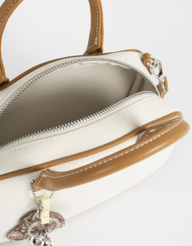 Bowling Cartera Bowling Con Charm - Blanco Crudo