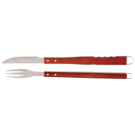 Set asador 2 piezas: Cuchillo y tenedor - G mango madera MADERA