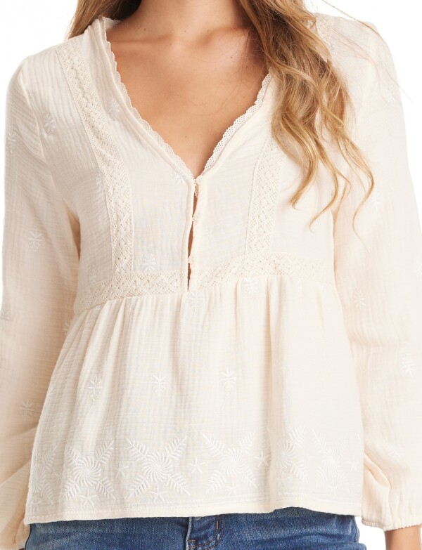 Blusa Algodon Puntilla BEIGE