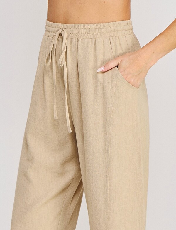 Pantalon Lino Pretina Elastizada BEIGE