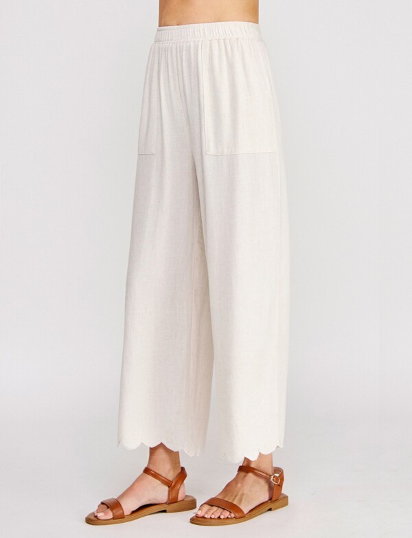 Pantalon Lino Festoneado BEIGE CLARO