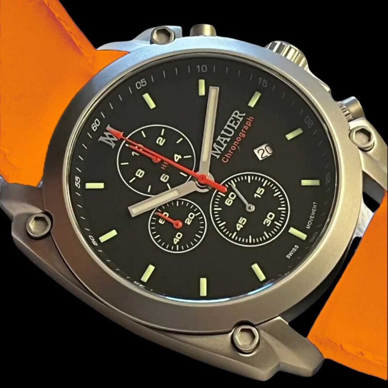 Reloj Mauer Sandblasted Silver 44 mm Orange