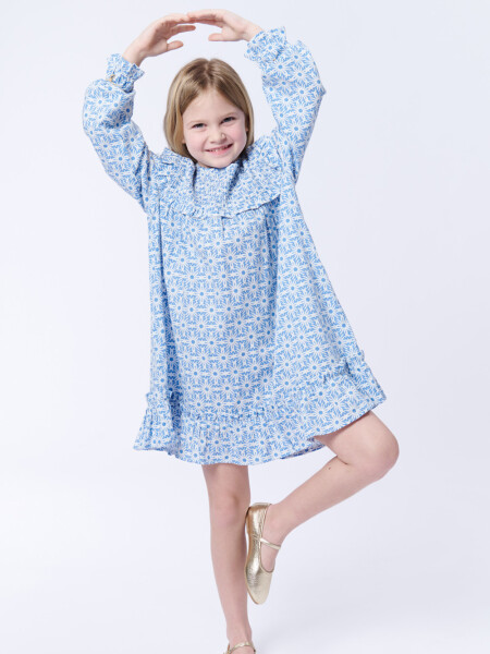 Vestido volados estampado Celeste