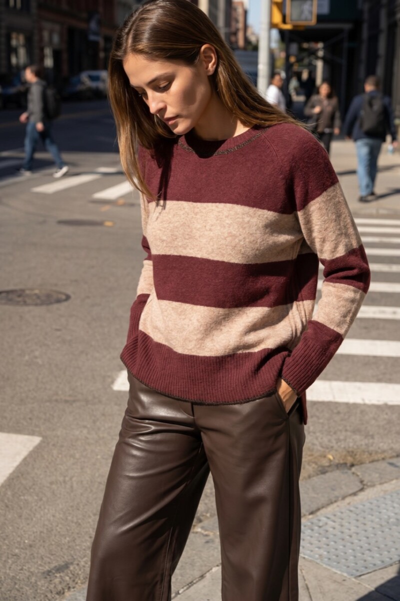 Sweater Rayado Bordeaux