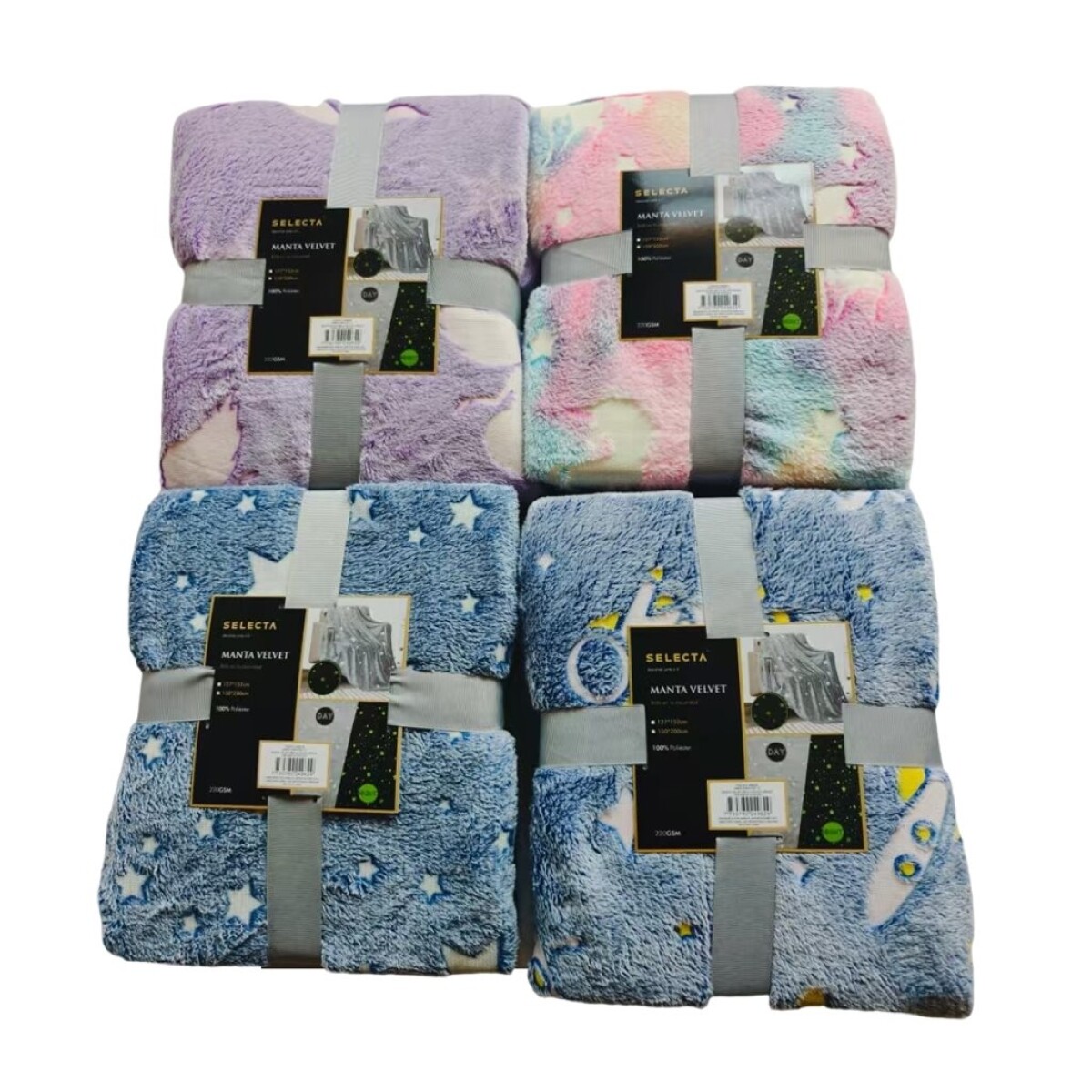 MANTA VELVET BRILLA EN OSCURIDAD 127X152CM SURTIDO 