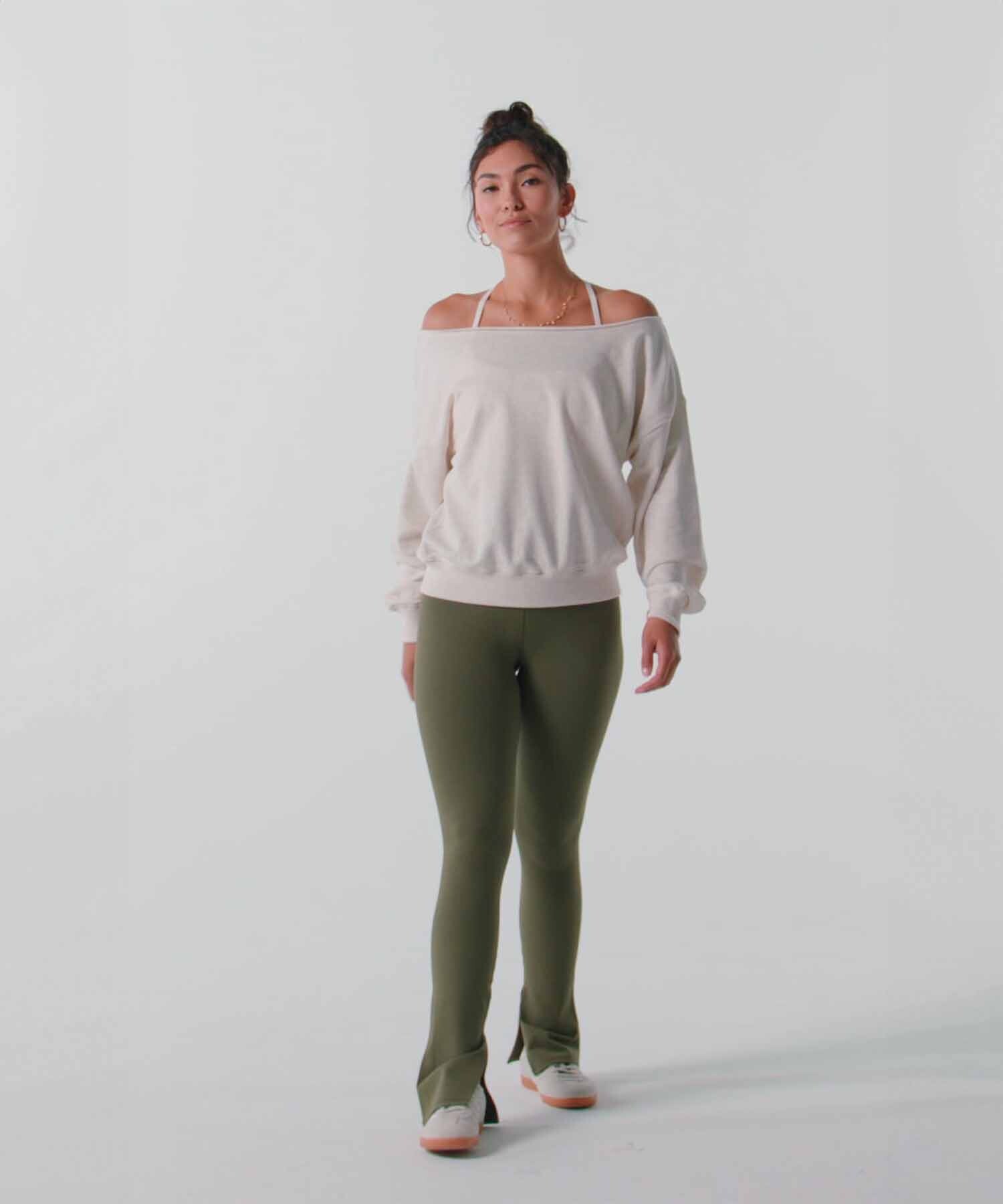 Polera Year Round Terry Off Shoulder Sweatshirt Mujer Bone Heather