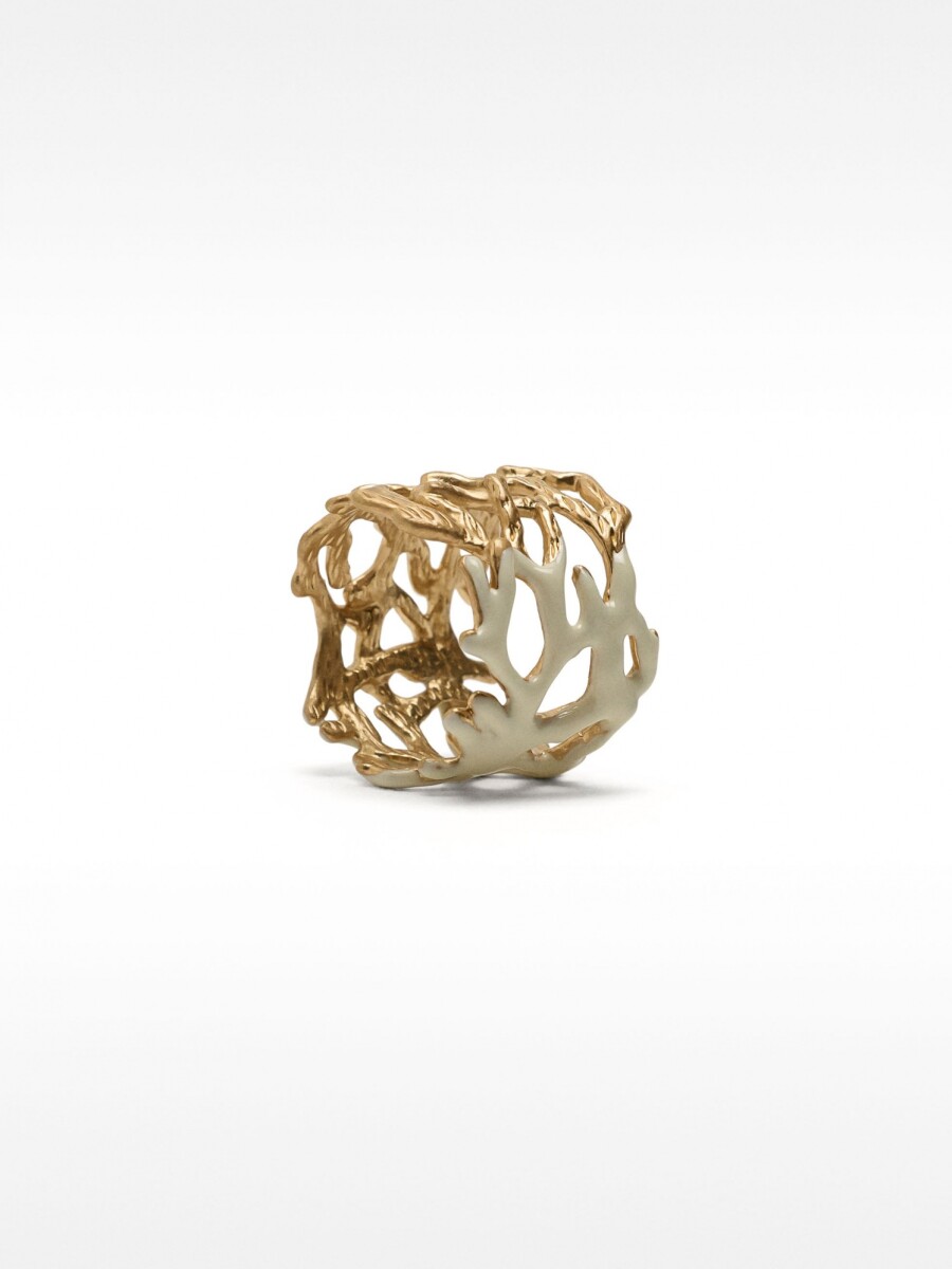 Anillo De Ramas Esmaltado blanco