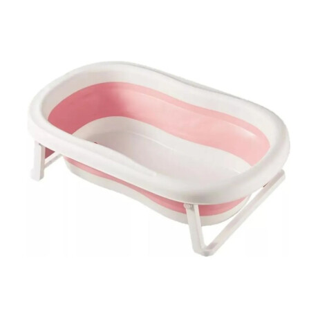 Bañera P/Bebé Pleg C/Soporte, Drenaje y Base Antideslizante Rosa Claro