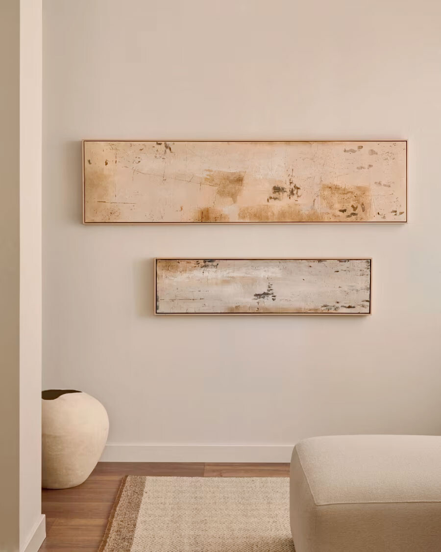 Cuadro abstracto Silpa beige oscuro 182 x 47 cm