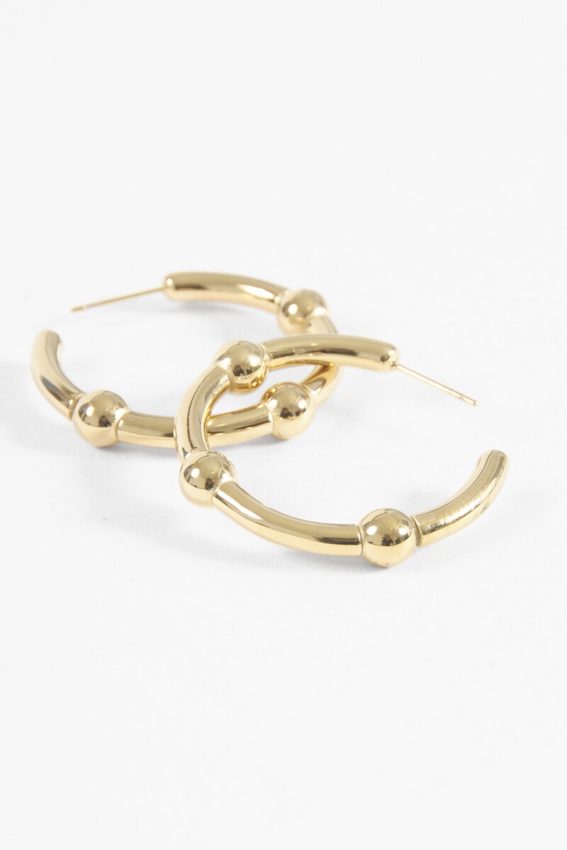 Aros acero con bolitas dorado