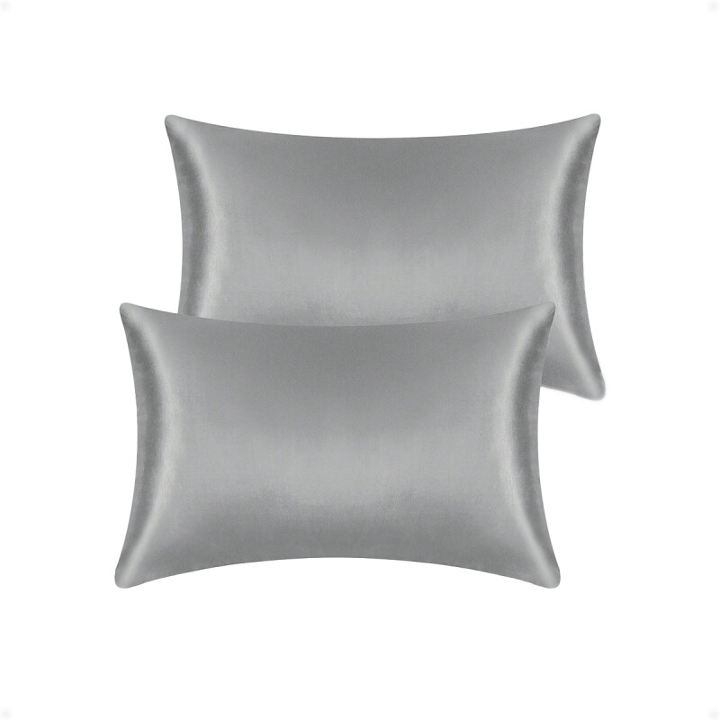 Funda Almohada De Satín Satén Tipo Seda Suave Gris Oscuro