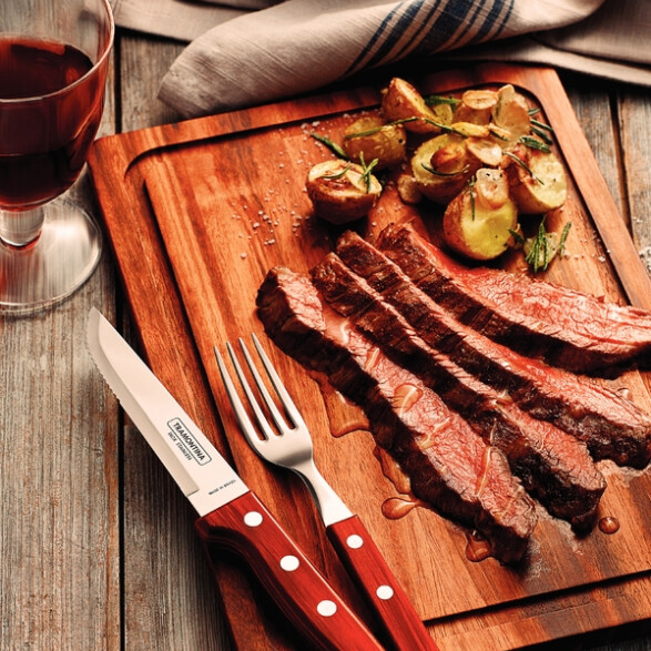 Tenedor de mesa con mango largo, modelo POLYWOOD, 12 piezas-TRAMONTINA TN9212