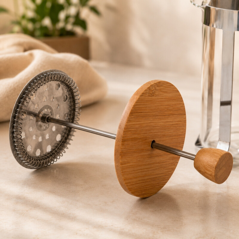 Cafetera francesa de vidrio y madera 350 ml MADERA