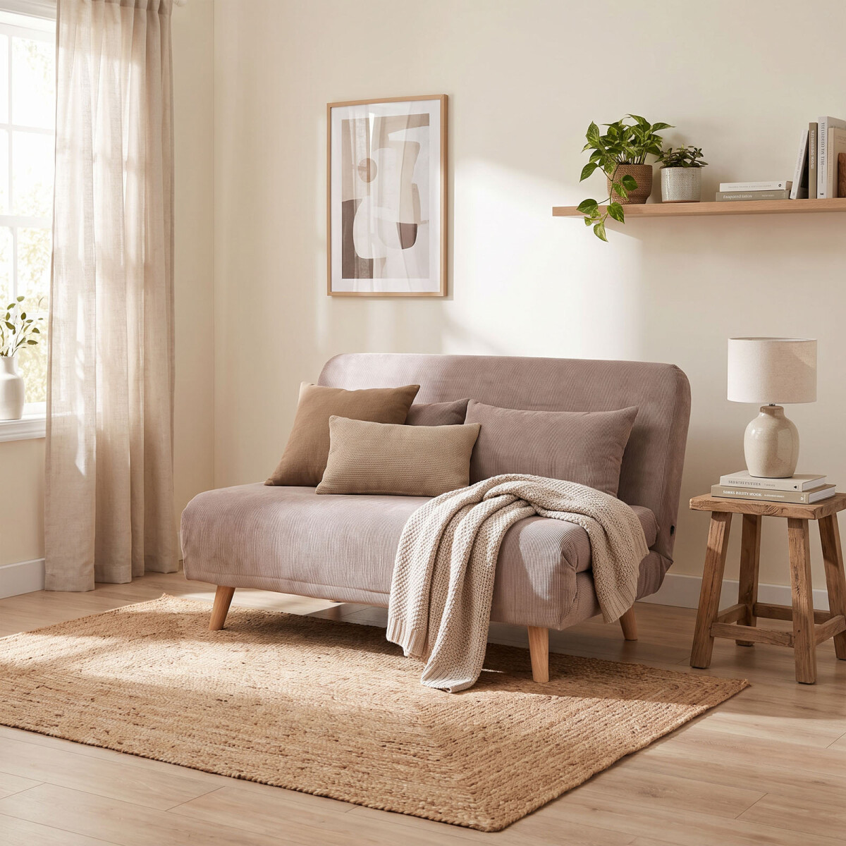SOFÁ CAMA - TELA NATURAL-BEIGE LAOS BEIGE 