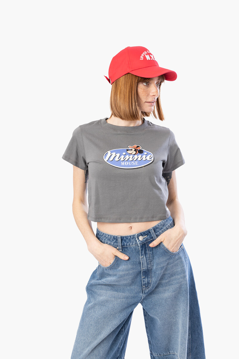 REMERA RETRO MINNIE - GRIS OSCURO 
